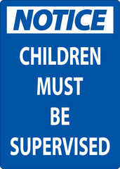 Pool Safety Sign Notice, Children Must be Supervised
