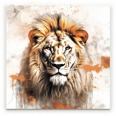 Panthera_leo in grunge style on white background