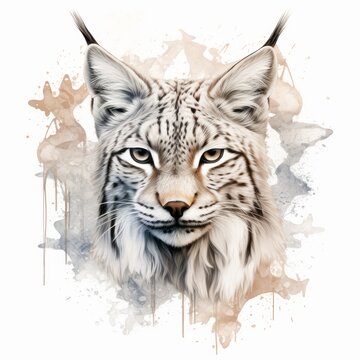 Leopardus_pardalis in grunge style on white background