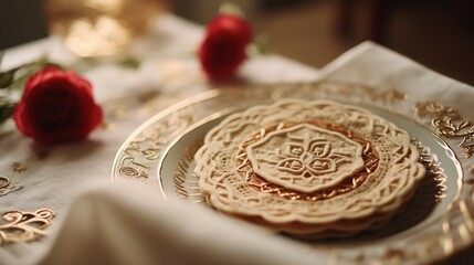 Close Up of Plate on Table, A Detailed View of a Table Setting, Passover