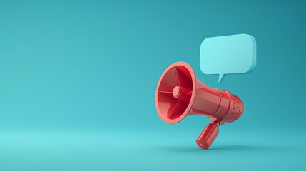 Red Megaphone With Speech Bubble, Communicate Your Message Loud and Clear