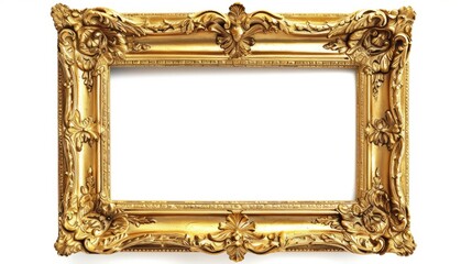 Gold Frame With White Background, Classic and Elegant Decorative Item for Displaying Artwork or Pictures