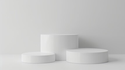 Three White Pedestals on a White Table