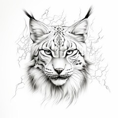 Lynx pardinus line art style on white background