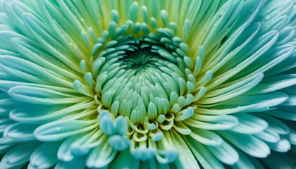 Close up of green chrysanthemum flower. Macro. Generative AI