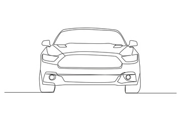 Car in Continuous one line drawing. Vehicle car auto vector icon.  isolated on white background. Vector illustration.
