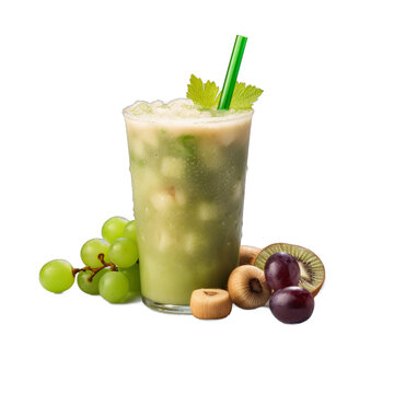 Water Chestnut Wonder Smoothie: Water Chestnuts, Pineapple, Green Grapes, Lime, Ice isolated on transparent background