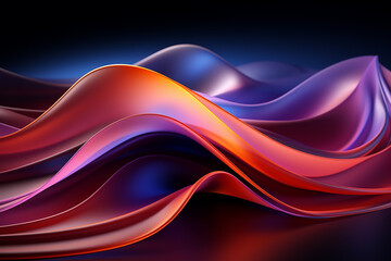 3d render, abstract colorful background illuminated with colorful neon light. Glowing curvy line. Simple wallpaper