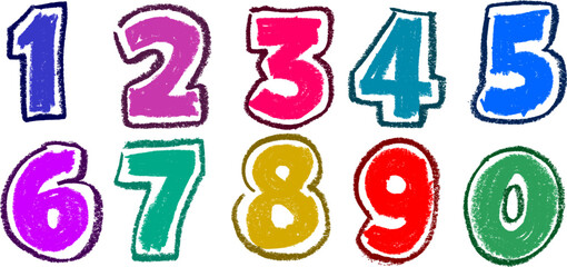 Numbers Colorful with Border Line Crayon Drawing Set