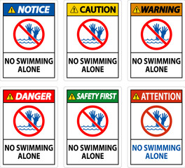 Pool Safety Sign Attention, No Swimming Alone