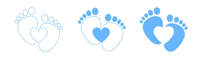 Fotobehang Heart symbol of a child's foot of a boy barefoot.Set. © Andrii