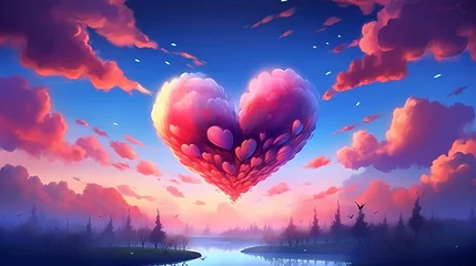 Fotobehang Valentine's Day, love and romance background, background with heart shapes © jiejie