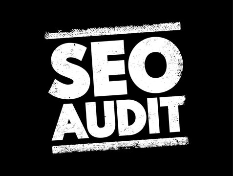 Seo Audit - process of analyzing how well your web presence relates to best practices, text concept stamp