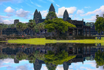 Fototapeta na wymiar Popular tourist attraction ancient temple complex Angkor Wat - Siem Reap, Cambodia