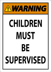Pool Safety Sign Warning, Children Must be Supervised