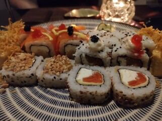 An exquisite feast of sushi, a culinary art in every bite. Vibrant colors and freshness that delight the senses.