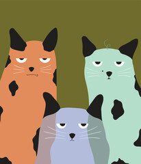 A trio of Funny Faced, Relax, Cynical Eyed Cats