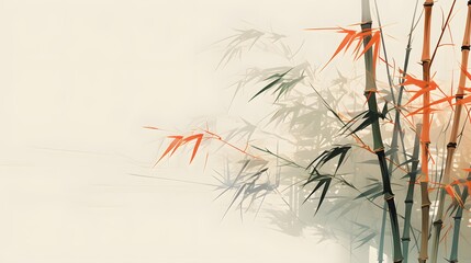 Fototapeta na wymiar bamboo drawing. oriental. 