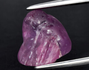natural purple sapphire rough gem on the background