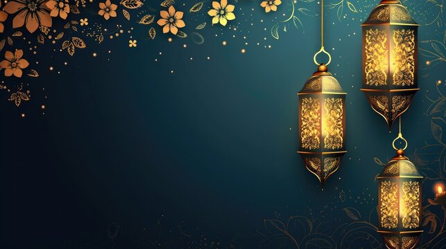 Elegant Ramadan Greeting Card with Floral Design