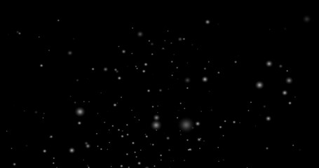 Cinematic snowfall loop animation of a surreal realistic snowflake falling bg. Snowfall winter overlay slowly falling motion graphic on a black backdrop.Snow flake for Christmas new year 2026,2025.