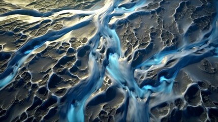 Aerial view of a water abstract pattern from a river Ai Generative