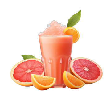 Grapefruit Sunrise Smoothie: Grapefruit, Pineapple, Carrot, Orange Juice, Ice isolated on transparent background