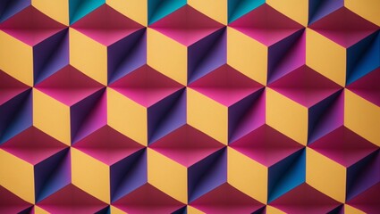 Vibrant 3D geometric pattern with bold colors, ai-generated.