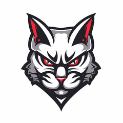 Esport vector cat logo on white background side view, cat icon, cat head, cat sticker