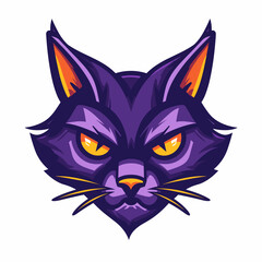 Esport vector cat logo on white background side view, cat icon, cat head, cat sticker