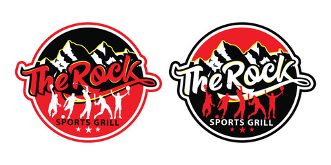 The Rock Sports Grill logo Design for Sports or Recreations Business purpose.
