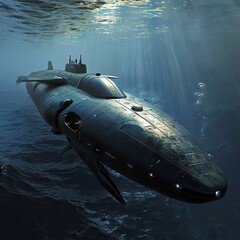 High-tech submarine from the future - obrazy, fototapety, plakaty