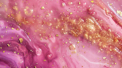Creative, beautiful background. Pink liquid with glitter
