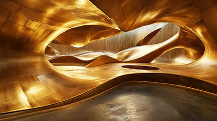 Abstract background with golden waves
