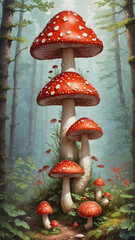 Fototapeta premium fly mushroom in forest