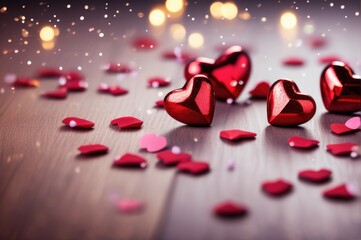 Obraz na płótnie Canvas saint valentine's day background with copy space. Holiday love backdrop with hearts