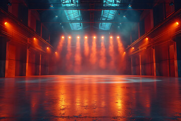 empty stage, lights on, and no one in the hall - obrazy, fototapety, plakaty
