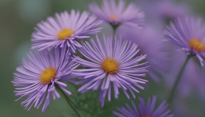 Obraz premium Purple asters in the garden, shallow depth of field. Generative AI