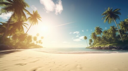 Fototapeta na wymiar eye catching tropical beach with sea ocean and coconut tree