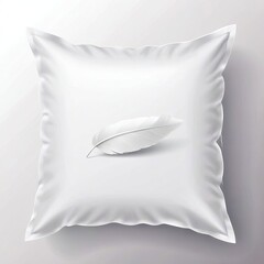 Beautiful white feather pillow on bed in bedroom. 3d rendering