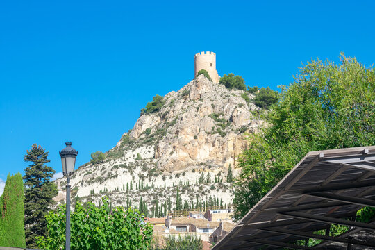 Castalla castle tower, Castalla, Alicante, Valencia, Spain, Europe.
