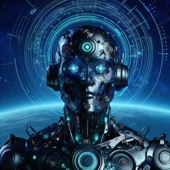 illustration scifi futuristic humanoid robot