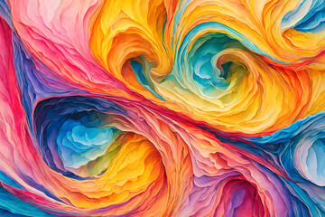 Masterpiece Bursting With Vibrant Vivid Chroma Colors, Gradients of Yellow, Blue and Pink (PNG 8208x5472)