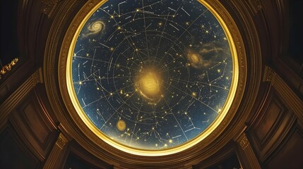 Elegant gold foil constellation map, turning your ceiling into a celestial masterpiece for a...