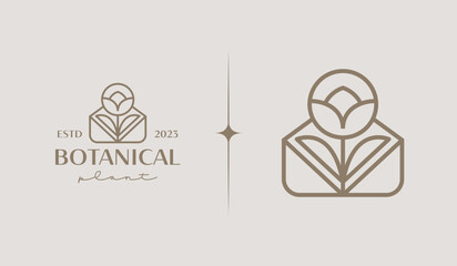 Leaf Flower Tree monoline. Universal creative premium symbol. Vector sign icon logo template. Vector illustration