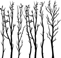 Obraz premium Branches sketch set. Hand drawn graphic plants. Vector illustration of different branches isolated on white background. AI generated illustration.