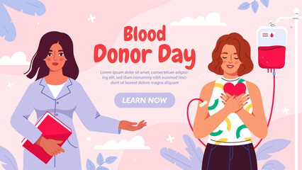 Blood donor day vector banner