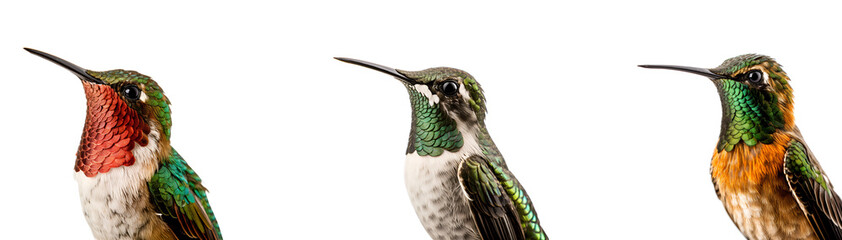 Fototapeta premium set of Hummingbirds, various colors, Isolated on Transparent Background, PNG