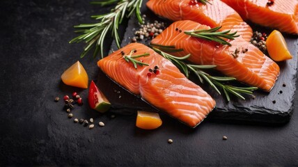 Delight your senses with this tantalizing image, presenting a perfectly cooked fish steak surrounded. medley of vibrant vegetables, offering a refreshing slice of meaty goodness for wholesome lunch