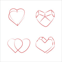 Heart. Colorful abstract hearts. Hand drawn heart love . Valentine's day